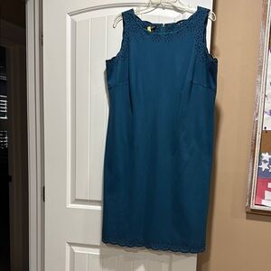 Talbots Blue Sheath Midi Dress Scoop Neck Sleeveless